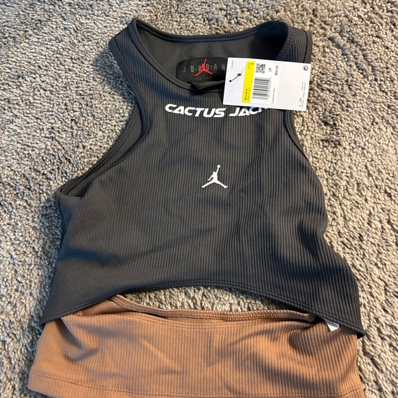 Jordan x Travis Scott Cactus Jack Ribbed Cutout Tank Top Dark Smoke Gray NWT S - Picture 2 of 4